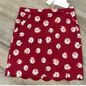 NWT Skies are Blue Berenice Scallop Hem Skirt Burgundy Maroon Red Stitch Fix XSP